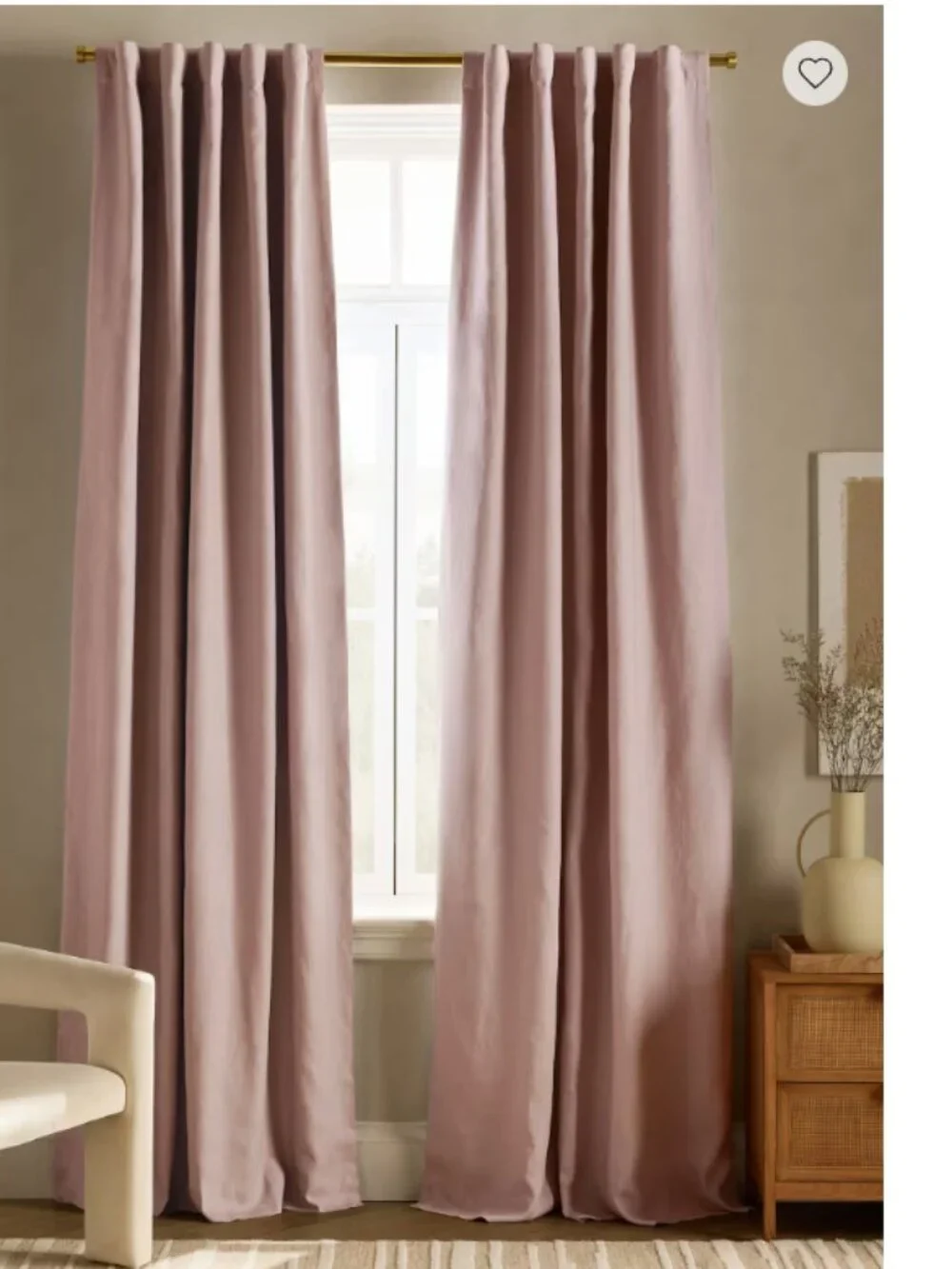 NWOT Quince European Linen Room Darkening Curtain Rose Quartz 96 x 108